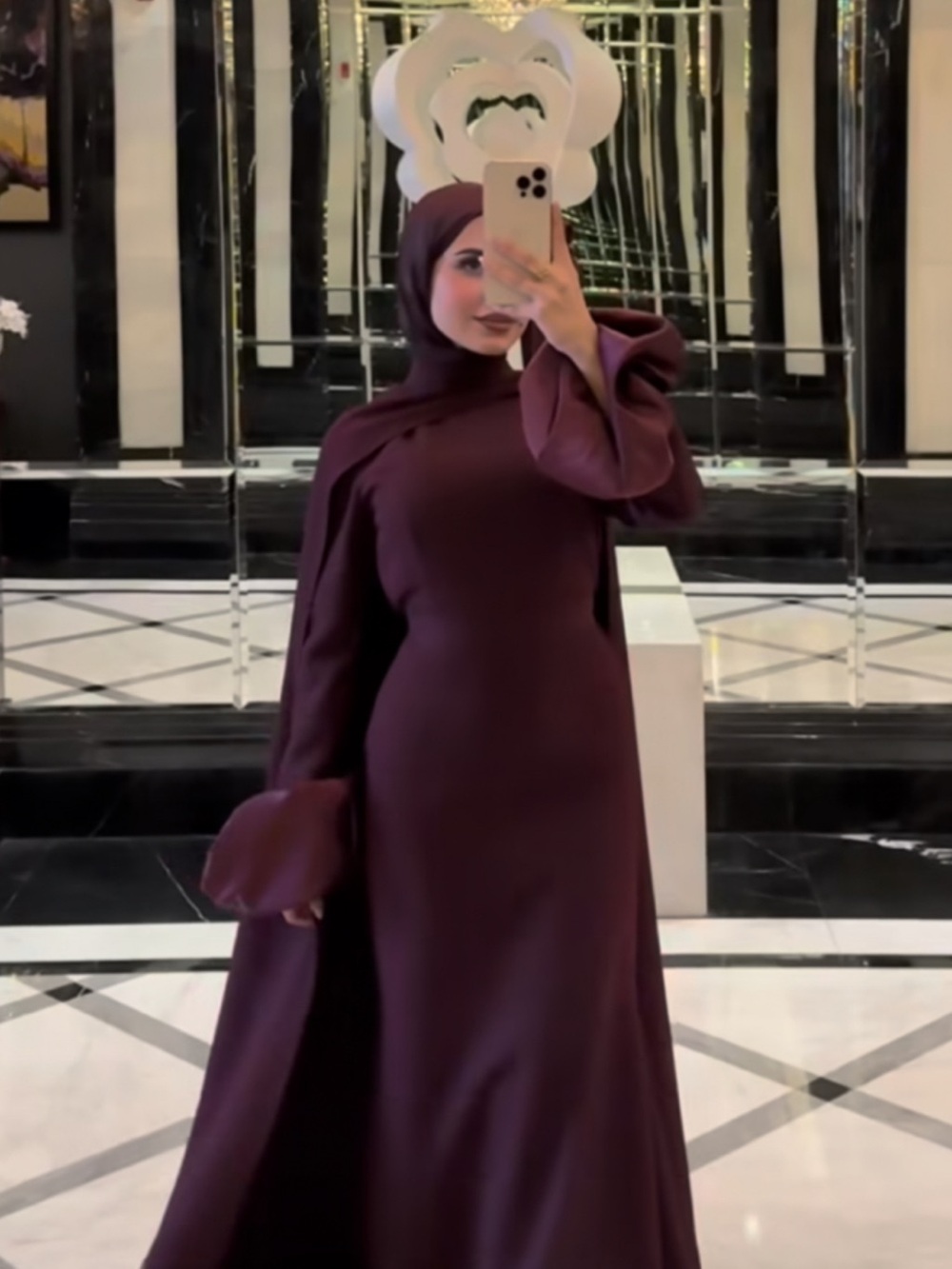 Modest Long Sleeve Maxi Dress in Deep Plum